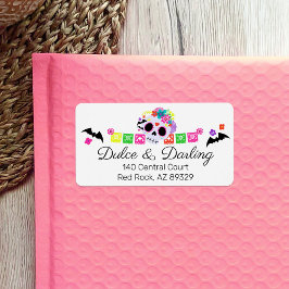 Etiqueta Sugar Skull Floral Calavera Papel Picado Boutique