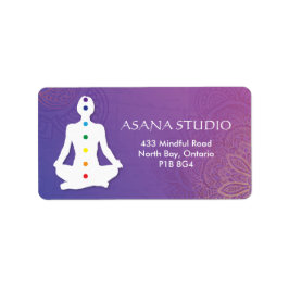 Etiqueta Sukhasna Pose Purple Mandala Chakra Endereço Labs