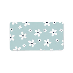 Etiqueta Summer Boho Blue White Daisy Flowers