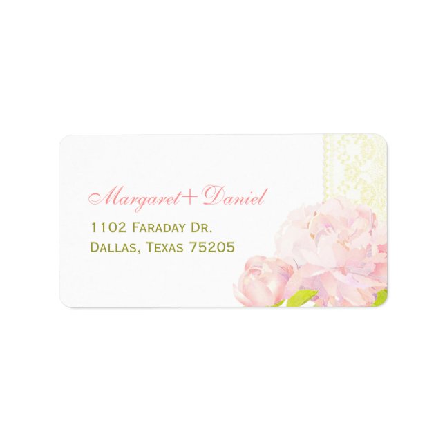 Etiqueta Summer Peony Wedding Address (Frente)
