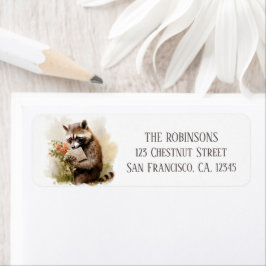 Etiqueta Summer Watercolor Raccoon - Endereço de devolução