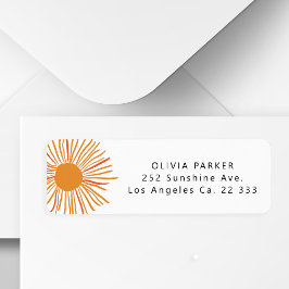 Etiqueta Sun chá de fraldas vem aqui o endereço de retorno 