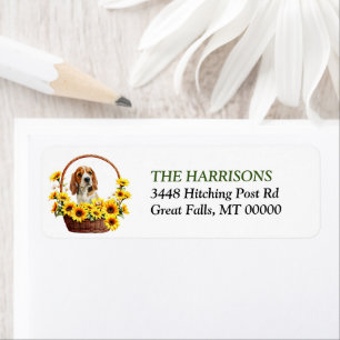 Etiqueta Sunflower Basket Beagle Hound Dog Endereço para de