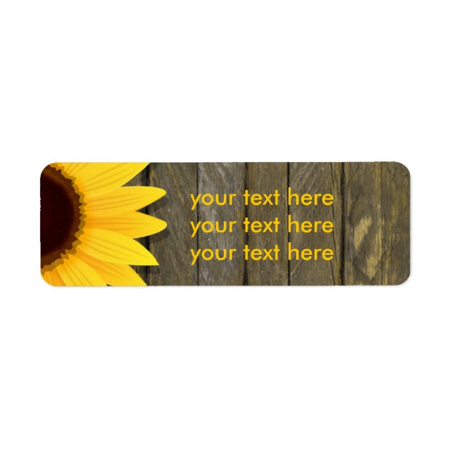 Etiqueta Sunflower Dark Wood Rustic Country Address Labs (Frente)