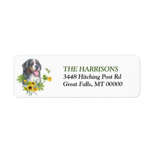 Etiqueta Sunflower Eucalyptus Bernese Mountain Dog Label