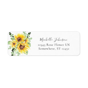 Etiqueta Sunflower & Eucalyptus Floral Return Address