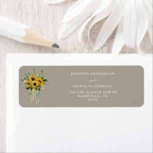 Etiqueta Sunflower Eucalyptus Taupe Endereço do Casamento o