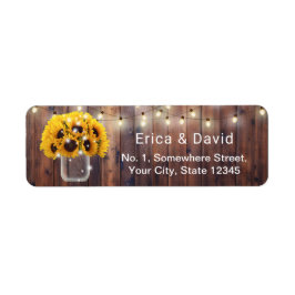 Etiqueta Sunflower Mason Jar String Luz Casamento Russo