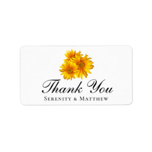 Etiqueta Sunflower Yellow Floral Casamento Obrigado Sticker