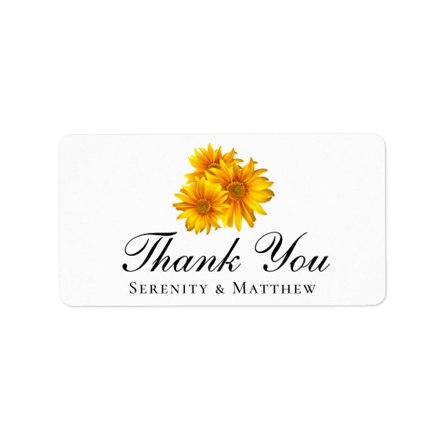 Etiqueta Sunflower Yellow Floral Casamento Obrigado Sticker (Frente)