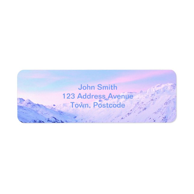 Etiqueta Sunrise sobre Montanhas Snowy (Frente)