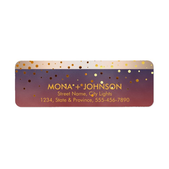 Etiqueta Sunset Dourado Glitter Sparkle Confetti Pontos Mod (Frente)