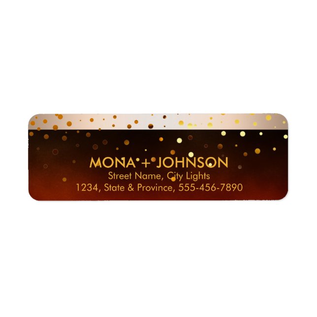 Etiqueta Sunset Dourado Glitter Sparkle Confetti Pontos Mod (Frente)