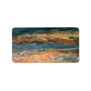 Etiqueta Sunset no mar por Pierre Renoir, Vintage Fine Art