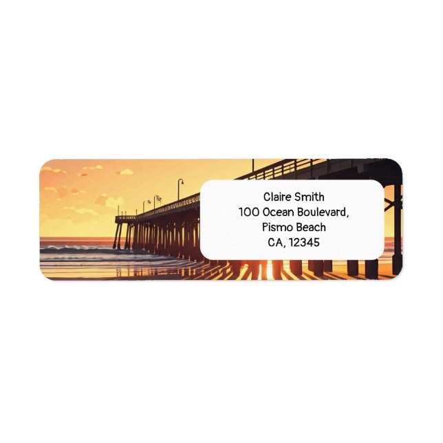 Etiqueta Sunset Pier Beach Pier California (Frente)
