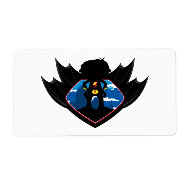 Etiqueta Super-herói Boy no Winged Shield (Frente)