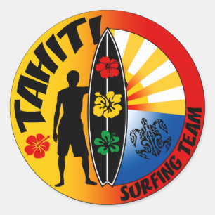 Etiqueta surfando de Tahiti