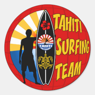 Etiqueta surfando de Tahiti