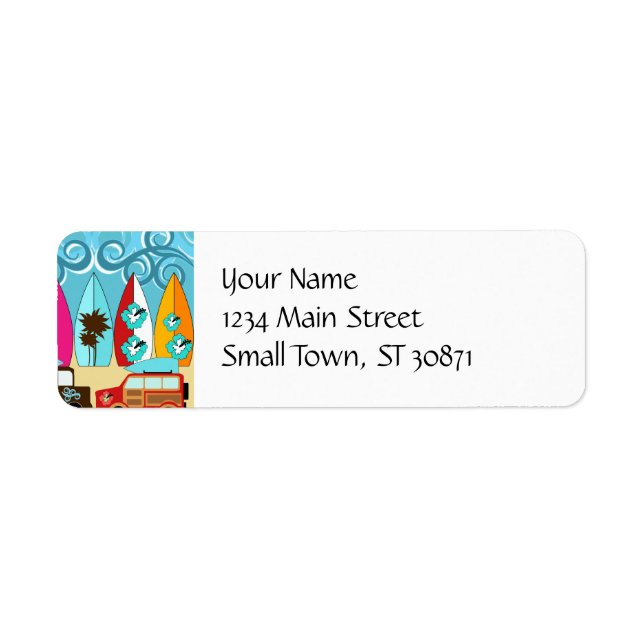 Etiqueta Surfboards Beach Bum Surfing Hippie Vans (Frente)