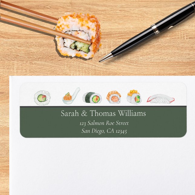 Etiqueta Sushi e Sashimi Aquarela  (Criador carregado)