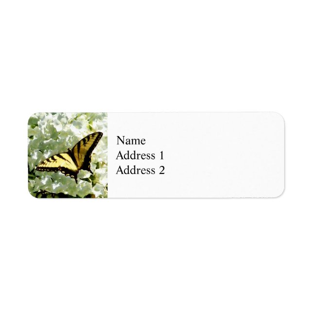 Etiqueta Swallowtail em White Hydrangea (Frente)