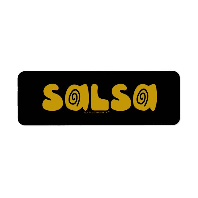 Etiqueta Swirls Dourados Dançantes Salsa Personalizáveis (Frente)