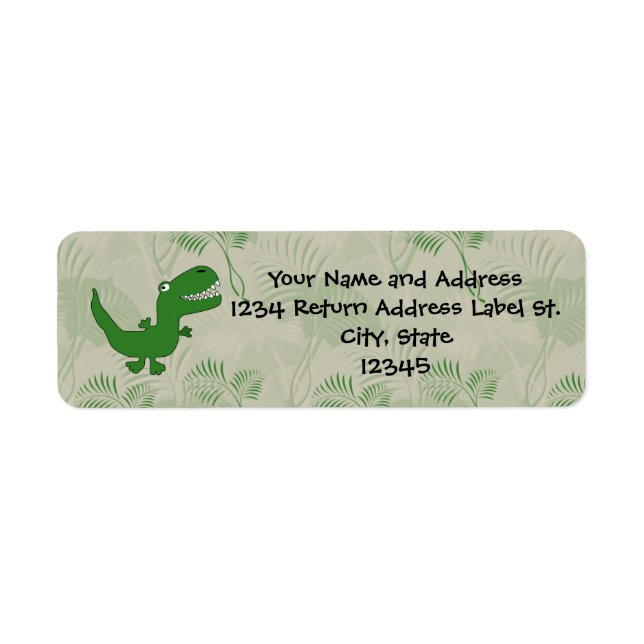 Etiqueta T-Rex Tyrannosaurus Rex Dinossaur Cartoon Crianças (Frente)