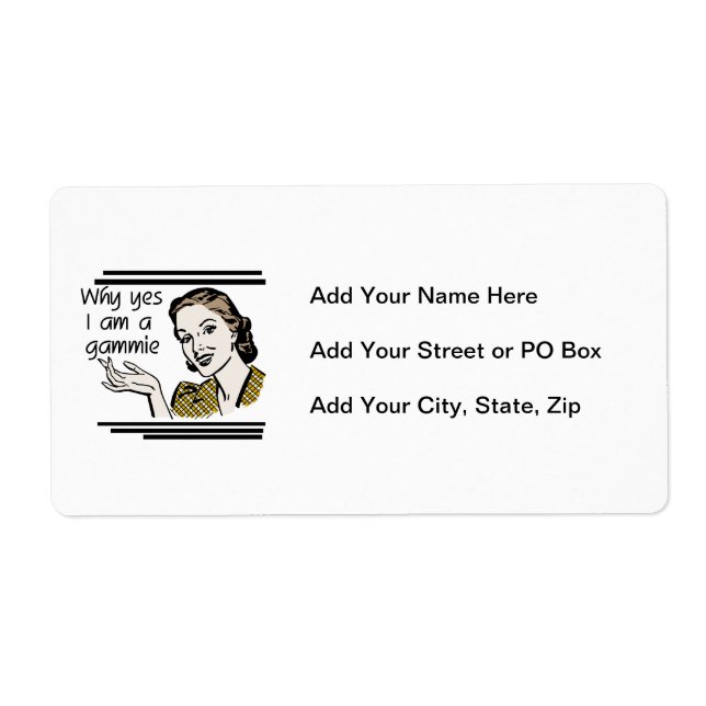 Etiqueta T-shirt retros e presentes de Gammie (Frente)