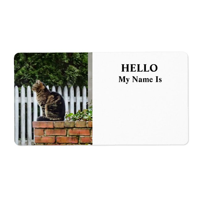 Etiqueta Tabby Cat em Brick Wall (Frente)