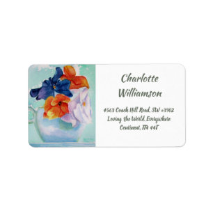 Etiqueta Taça das Flores Pansy no Endereço de Aquarela