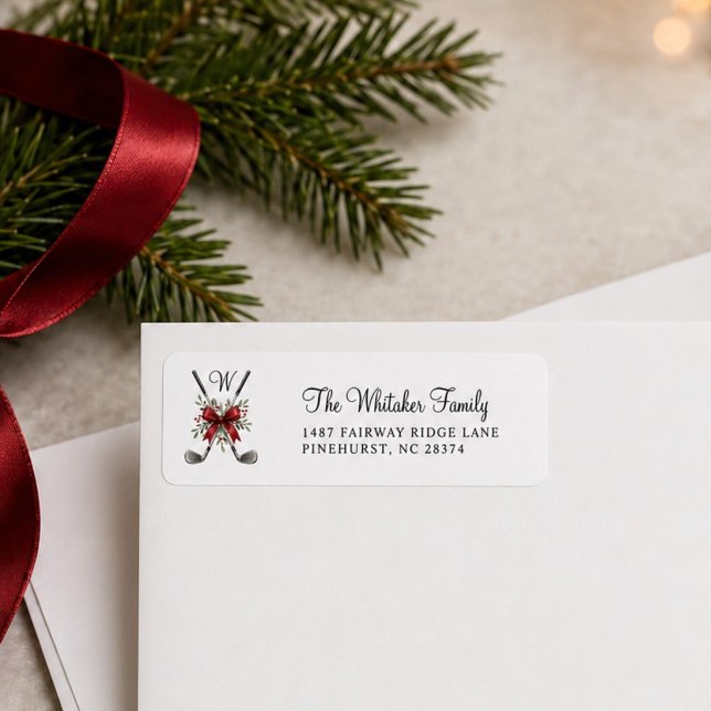 Etiqueta Tacos de golfe Natal Aquarela Elegante Script  (Criador carregado)
