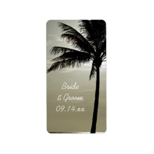 Etiqueta Tag do favor do casamento de praia da silhueta da
