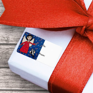 Etiqueta Tag do presente do Natal dos anjos do bastão de