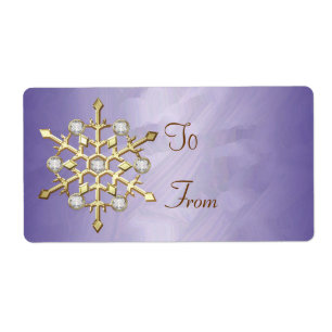Etiqueta Tag Dourado do presente do floco de neve roxo do