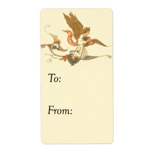 Etiqueta Tag dourado do presente do vintage do anjo