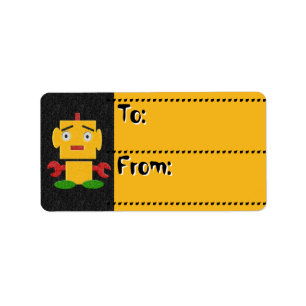 Etiqueta Tag retros de Robot-Yellow_To-From dos miúdos