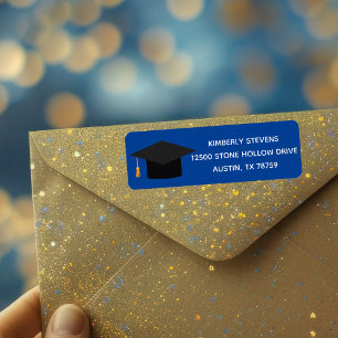 Etiqueta Tampa de Formatura Azul 2023 Endereço de Devolução