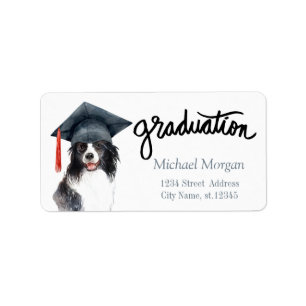 Etiqueta Tampa de Graduação de Cachorro em Aquarela  Etique