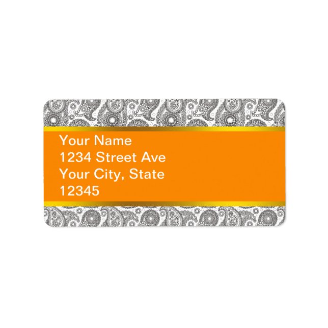 Etiqueta Tangerine Black Paisley (Frente)