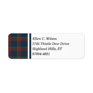 Etiqueta Tartan escocês azul, verde, e vermelho do clã de