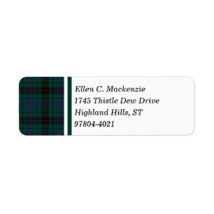 Etiqueta Tartan escocês verde escuro do clã de Davidson