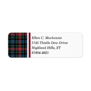 Etiqueta Tartan escocês vermelho e azul do clã do Cumming