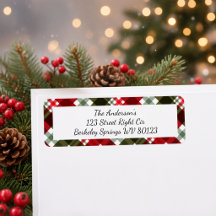Tartan Moderno de Natal Xadrez Endereço de Retorno