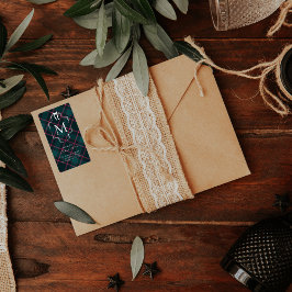 Etiqueta Tartan verde e rosa | Natal do Monograma Personali