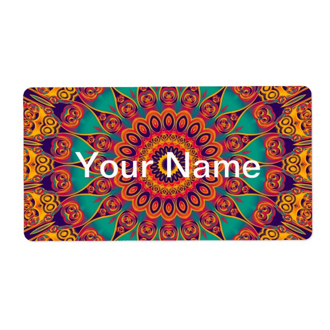 Etiqueta Tatuagem Caleidoscópio Fractal (Frente)