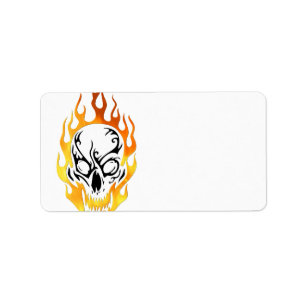 Etiqueta Tatuagem flamejante do crânio