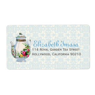 Etiqueta Tea party azul do francês do vintage