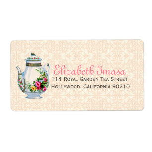 Etiqueta Tea party cor-de-rosa do francês do vintage