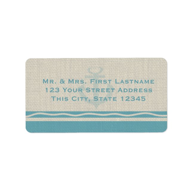 Etiqueta Teal Anchor e Burlap (Frente)