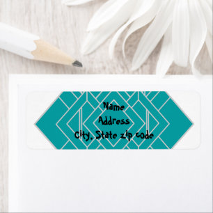 Etiqueta Teal Art Deco Quilt Inspirado